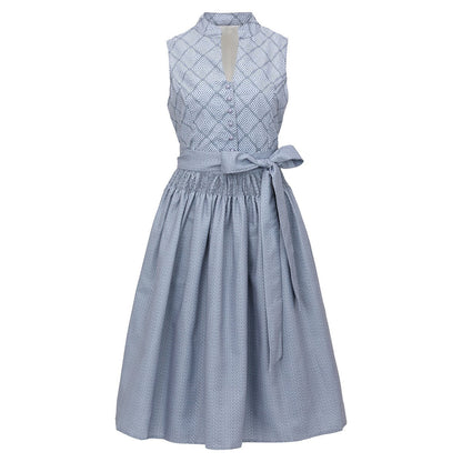 Elegante dirndljurk in grijs – Oktoberfest | Stijlvolle traditionele jurk met schort