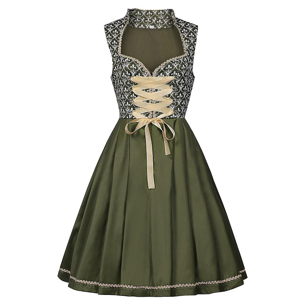 Geborduurde dirndljurk in het groen – Oktoberfest | Elegante traditionele jurk met schort