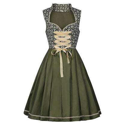 Geborduurde dirndljurk in het groen – Oktoberfest | Elegante traditionele jurk met schort