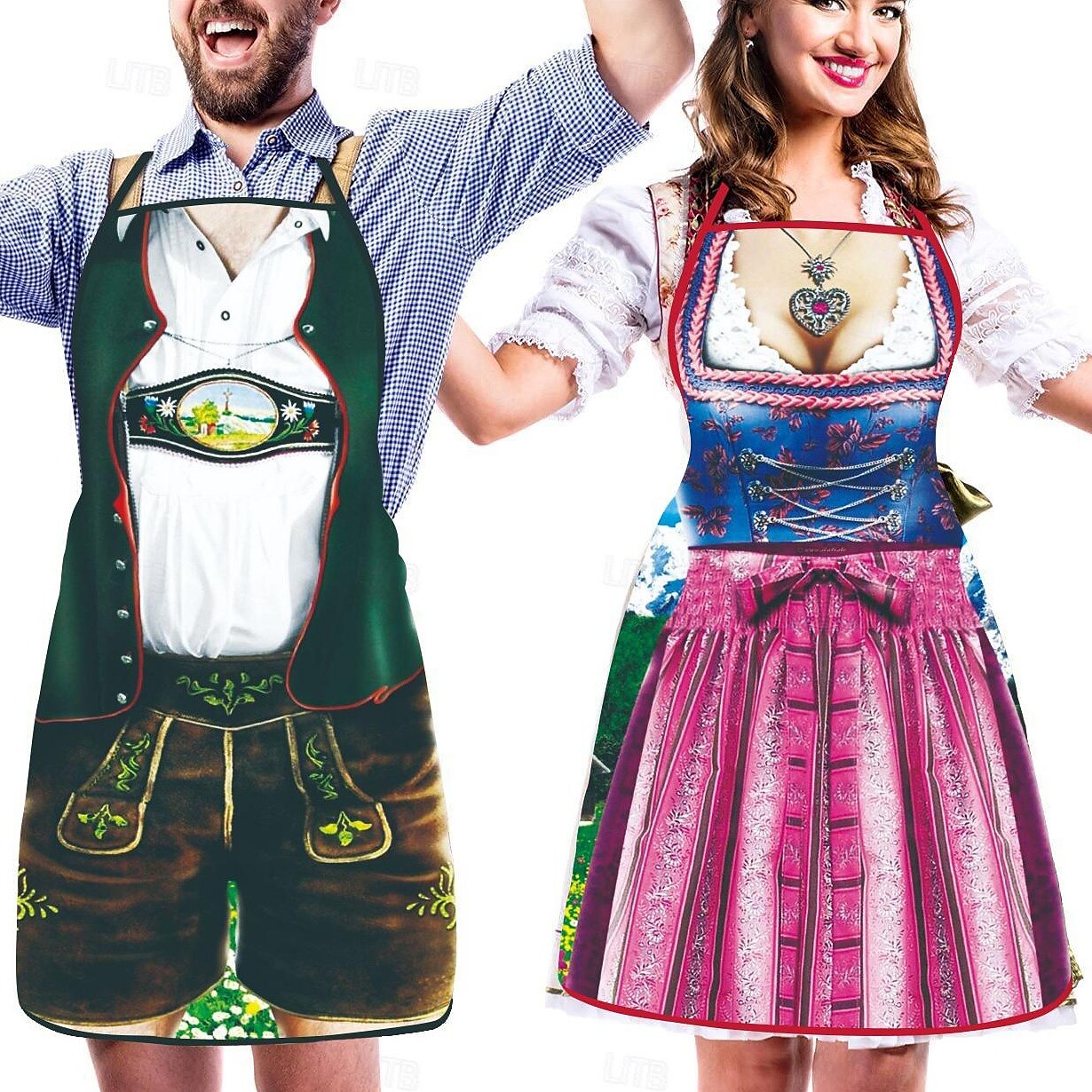 Grappige Oktoberfest-schorten – traditionele klederdrachtlook | Perfect voor stellen met gevoel voor humor