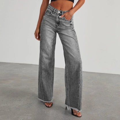 Damesdenim – Wijde pasvorm – Grijs gewassen look – Duurzaam materiaal