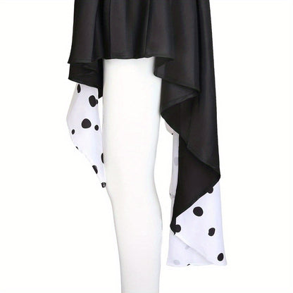 Halloween-filmkostuumjurk met capuchon voor dames | Asymmetrische Dalmatiër