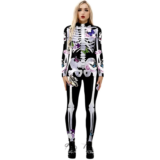 Halloween-kostuum voor dames | Lange mouwen skelet