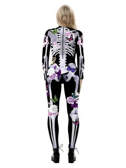 Halloween-kostuum voor dames | Lange mouwen skelet