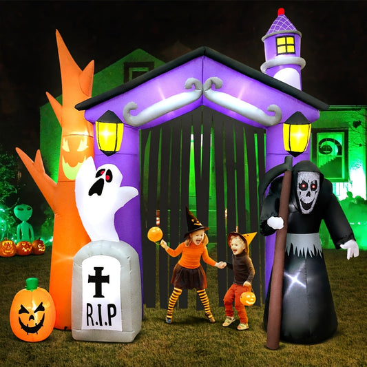 Halloween Spookachtige Opblaasbare Boogdecoratie | Lichtgevende Tuiningang