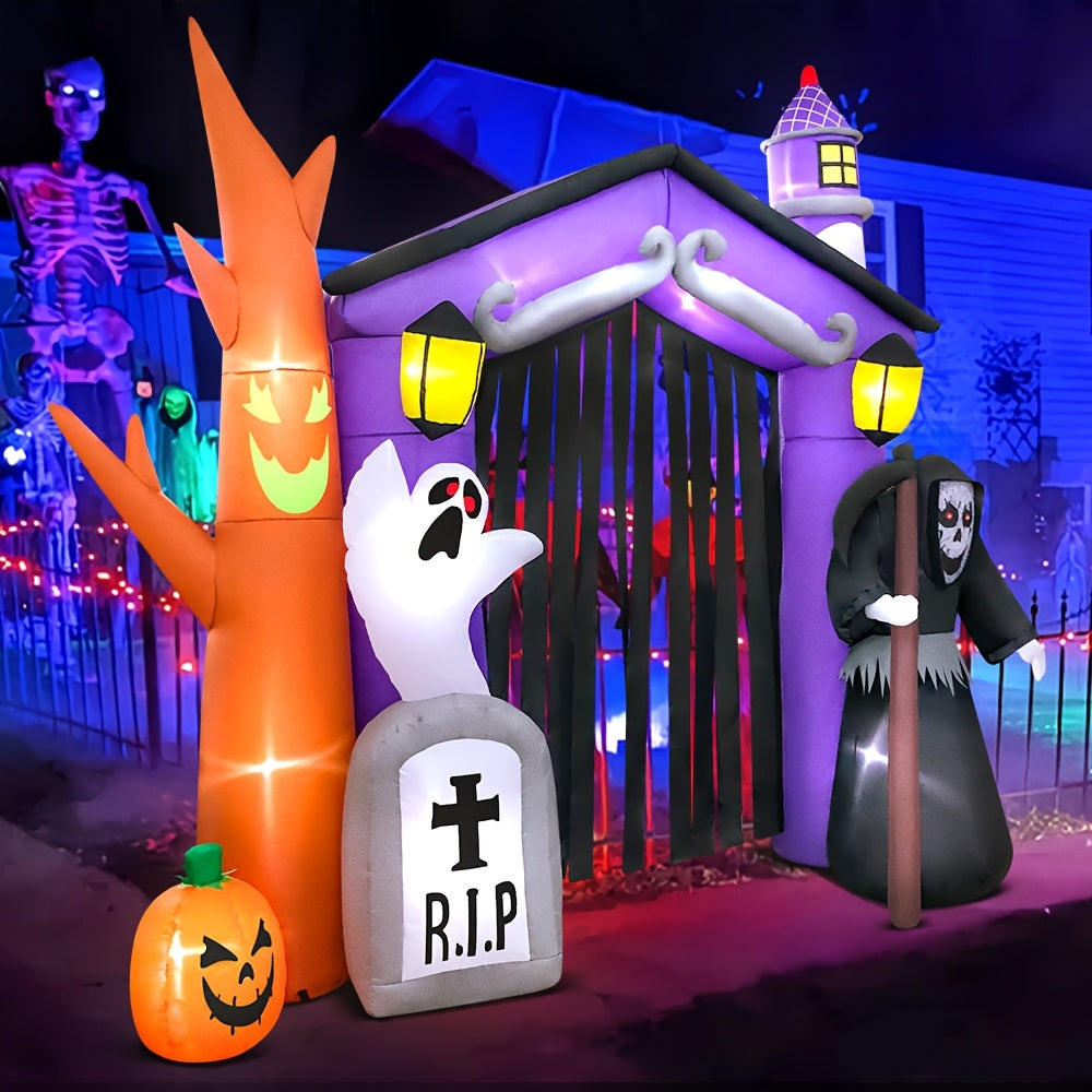 Halloween Spookachtige Opblaasbare Boogdecoratie | Lichtgevende Tuiningang