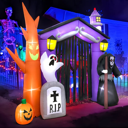 Halloween Spookachtige Opblaasbare Boogdecoratie | Lichtgevende Tuiningang