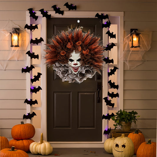 Halloween enge clown gaaskrans | Griezelige voordeurdecoratie