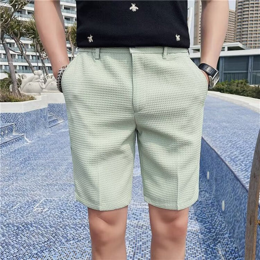 Heren zomerse korte broek – Ademend materiaal – Slanke pasvorm – Kniehoogte