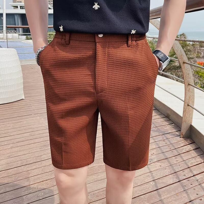 Heren zomerse korte broek – Ademend materiaal – Slanke pasvorm – Kniehoogte