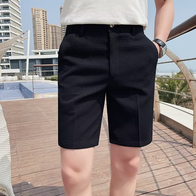 Heren zomerse korte broek – Ademend materiaal – Slanke pasvorm – Kniehoogte