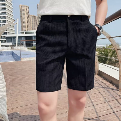 Heren zomerse korte broek – Ademend materiaal – Slanke pasvorm – Kniehoogte