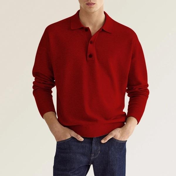 Heren poloshirt – zachte katoenmix – lange mouwen – tijdloze stijl