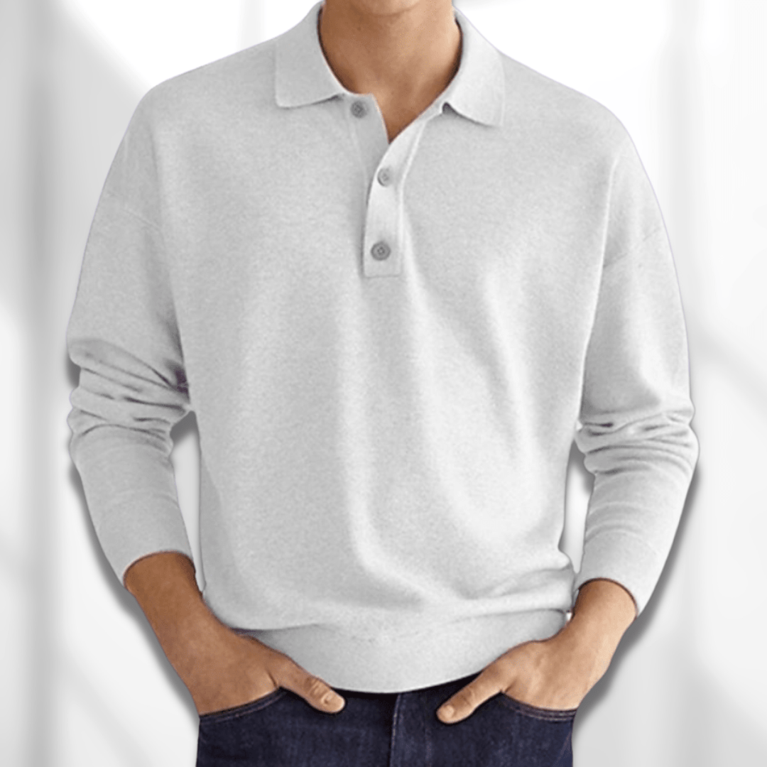 Heren Poloshirt - Lange Mouwen - Gebreid - Verfijnde Stijl