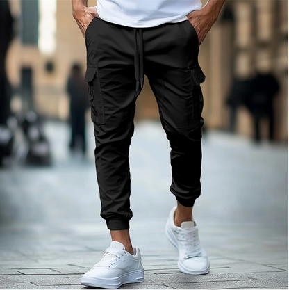 Heren cargo joggingbroek – stretch katoenmix – slanke pasvorm – elastische tailleband en boorden