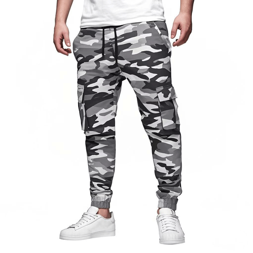 Heren cargo joggingbroek – stretch katoenmix – slanke pasvorm – elastische tailleband en boorden