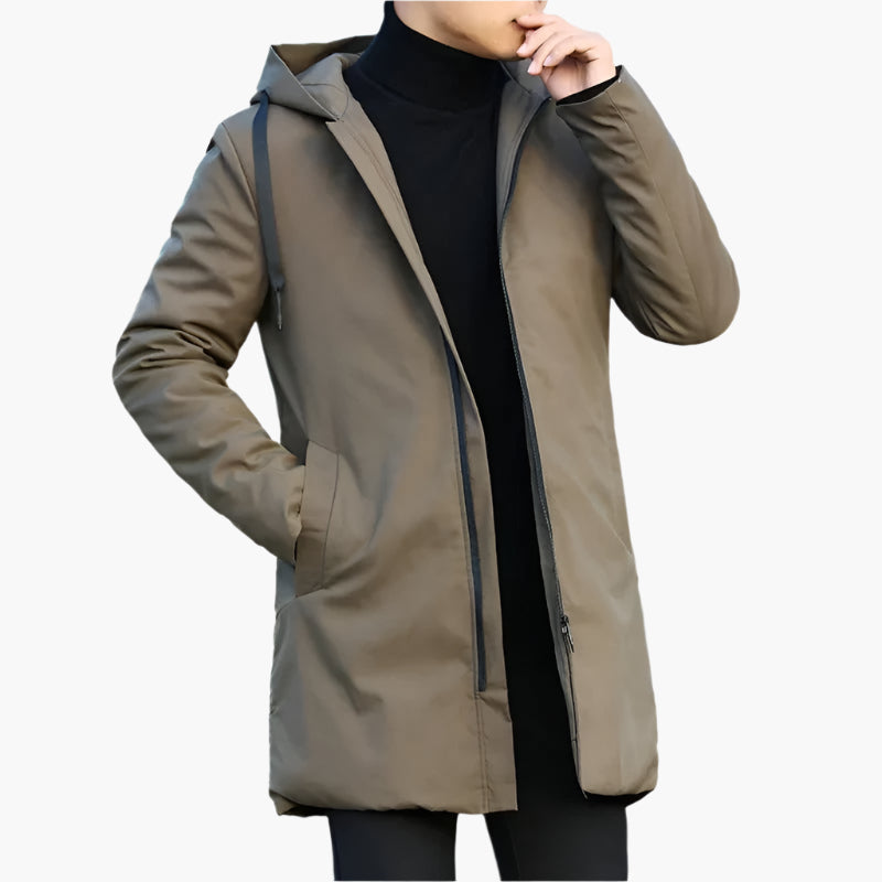 Heren Winterjacke – Moderne Outdoor Overgangsjacke met Capuchon, Wind- en Waterdicht, Perfect voor Herfst en Winter