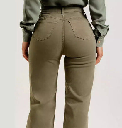 Damesjeans – Hoge taille – Uitlopende pijpen – Comfortabele pasvorm