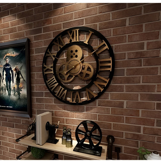 Industriele Wandklok Met Gears