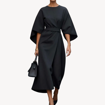 Dames midi-jurk – 100% katoen – Tailleband – Elegante A-lijn pasvorm