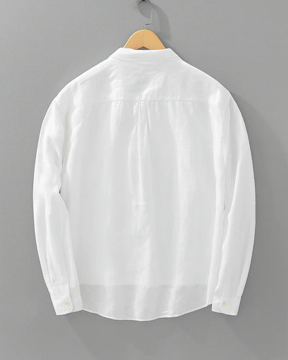 Heren popover shirt – zachte katoenmix – halve knoopsluiting – relaxte pasvorm