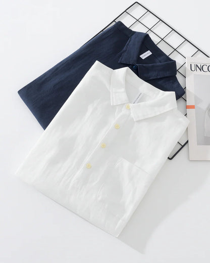 Heren popover shirt – zachte katoenmix – halve knoopsluiting – relaxte pasvorm