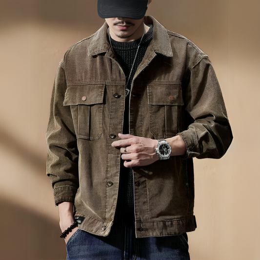 Khaki corduroy jack voor heren