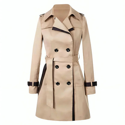 Dames trenchcoat – kort model – dubbellaags ontwerp – verstelbare riem