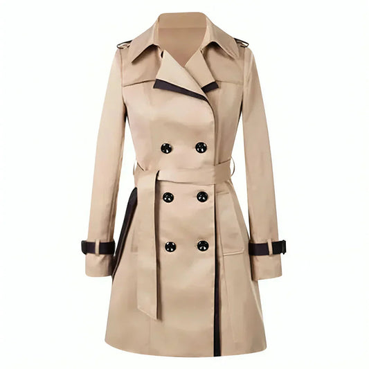 Dames trenchcoat – kort model – dubbellaags ontwerp – verstelbare riem