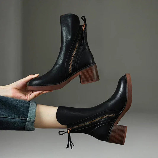 Leren enkellaarsjes voor dames | schoenen voor dames | Atasha