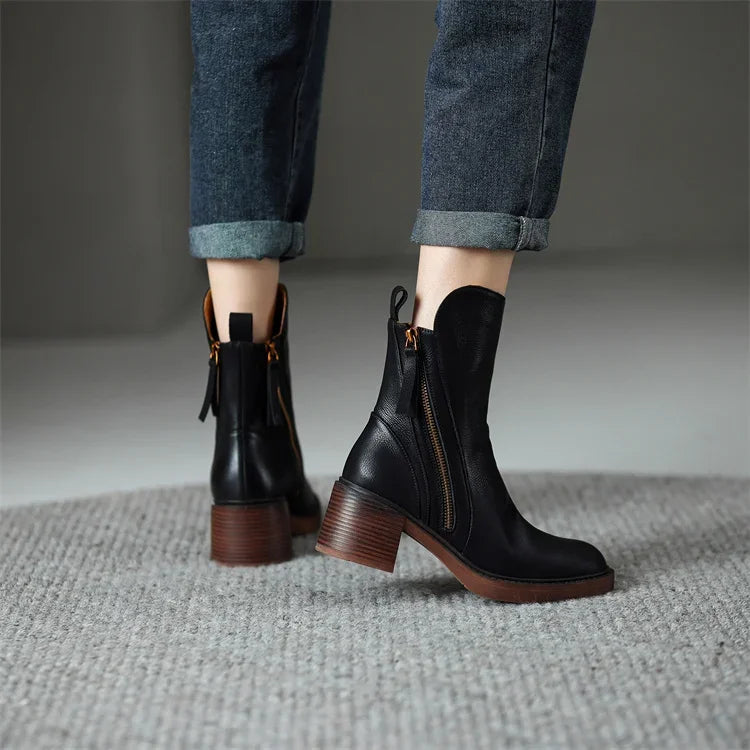 Leren enkellaarsjes voor dames | schoenen voor dames | Atasha