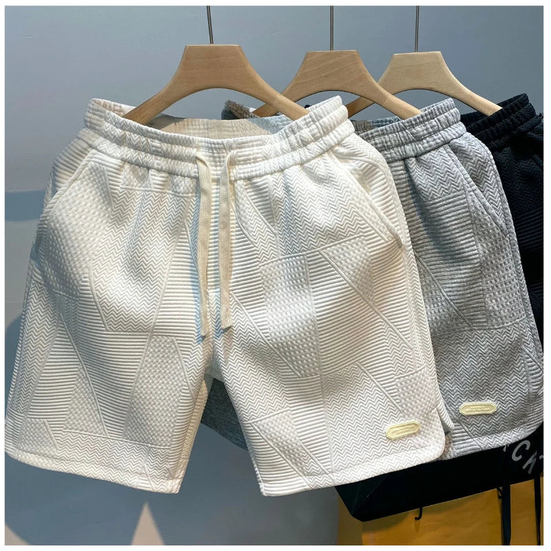 Heren shorts – Lichtgewicht stof – Verstelbaar trekkoord – Subtiel golfpatroon