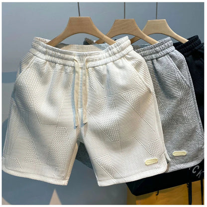 Heren shorts – Lichtgewicht stof – Verstelbaar trekkoord – Subtiel golfpatroon