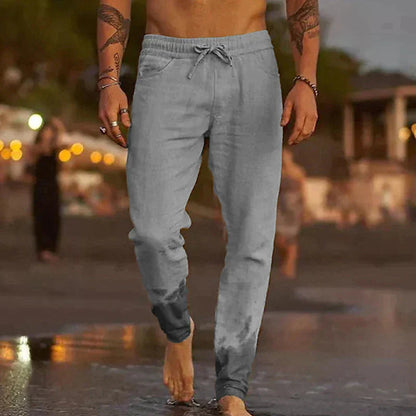 Heren linnen broek – Ademende stof – Relaxte pasvorm – Elastische tailleband