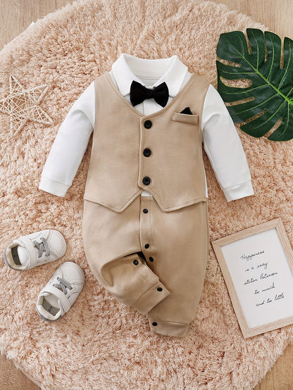 Olindo Gentleman Romper – Stijlvolle Babyromper met Vlinderdas