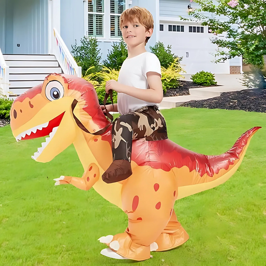 Opblaasbaar Halloween-dinosauruskostuum voor kinderen | T-Rex met ventilator om op te rijden