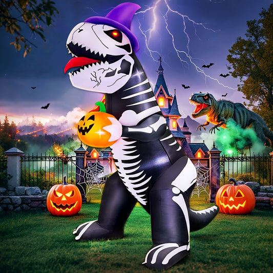 Opblaasbaar reuzenskelet van een dinosaurus voor Halloween | Lichtgevende tuindecoratie