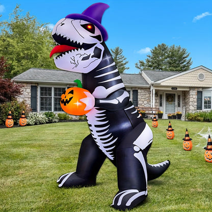 Opblaasbaar reuzenskelet van een dinosaurus voor Halloween | Lichtgevende tuindecoratie