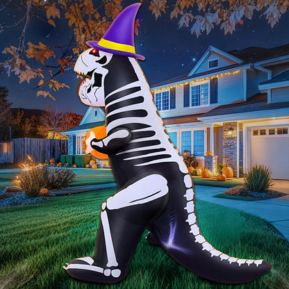 Opblaasbaar reuzenskelet van een dinosaurus voor Halloween | Lichtgevende tuindecoratie