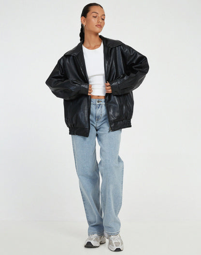 Oversized leren damesjas - stijlvol en modern