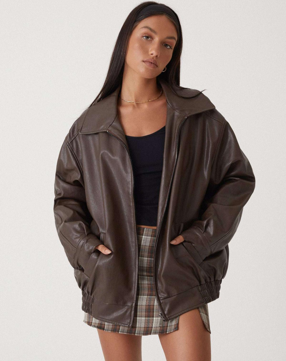 Oversized leren damesjas - stijlvol en modern