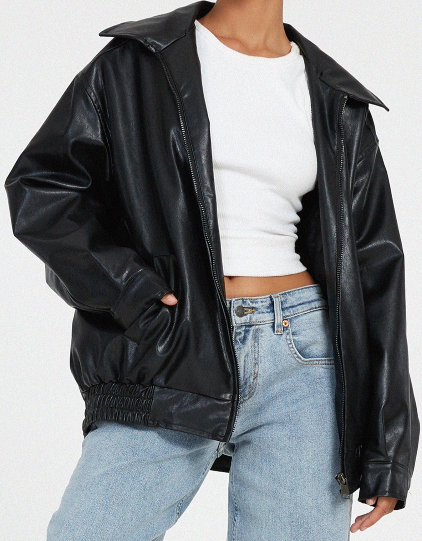 Oversized leren damesjas - stijlvol en modern