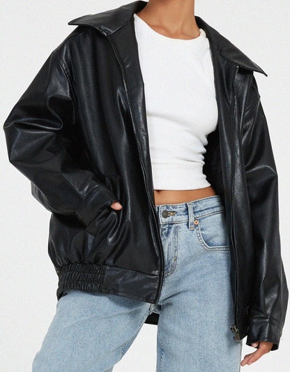 Oversized leren damesjas - stijlvol en modern