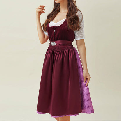 Paarse dirndljurk met schort – Oktoberfest | Elegante traditionele jurk voor een vrouwelijke look