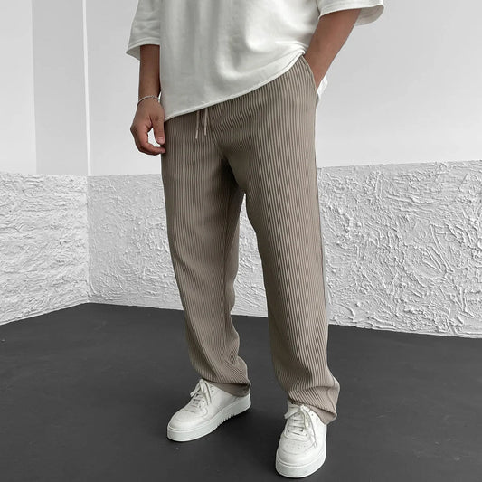 Heren gebreide broek – Lichtgewicht gebreid – Ademend comfort – Rechte pijpen