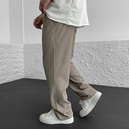 Heren gebreide broek – Lichtgewicht gebreid – Ademend comfort – Rechte pijpen