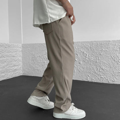 Heren gebreide broek – Lichtgewicht gebreid – Ademend comfort – Rechte pijpen