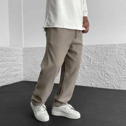Heren gebreide broek – Lichtgewicht gebreid – Ademend comfort – Rechte pijpen