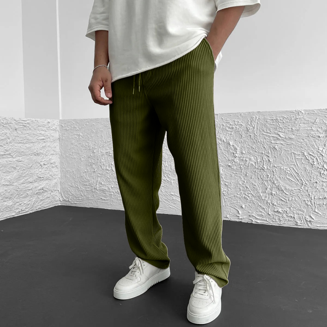 Heren gebreide broek – Lichtgewicht gebreid – Ademend comfort – Rechte pijpen
