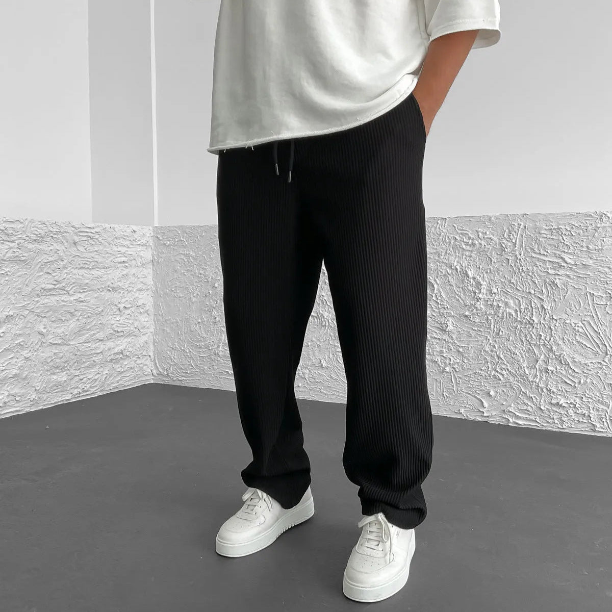 Heren gebreide broek – Lichtgewicht gebreid – Ademend comfort – Rechte pijpen